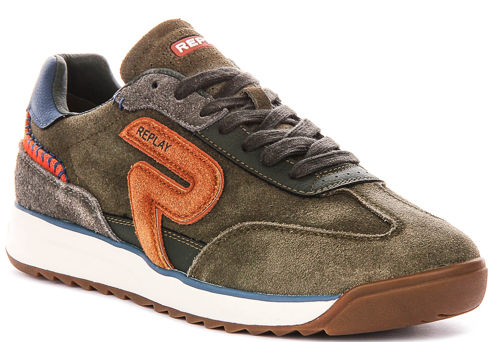 Replay Yard Zone In Army Green For Men | Lace Up Retro Trainers