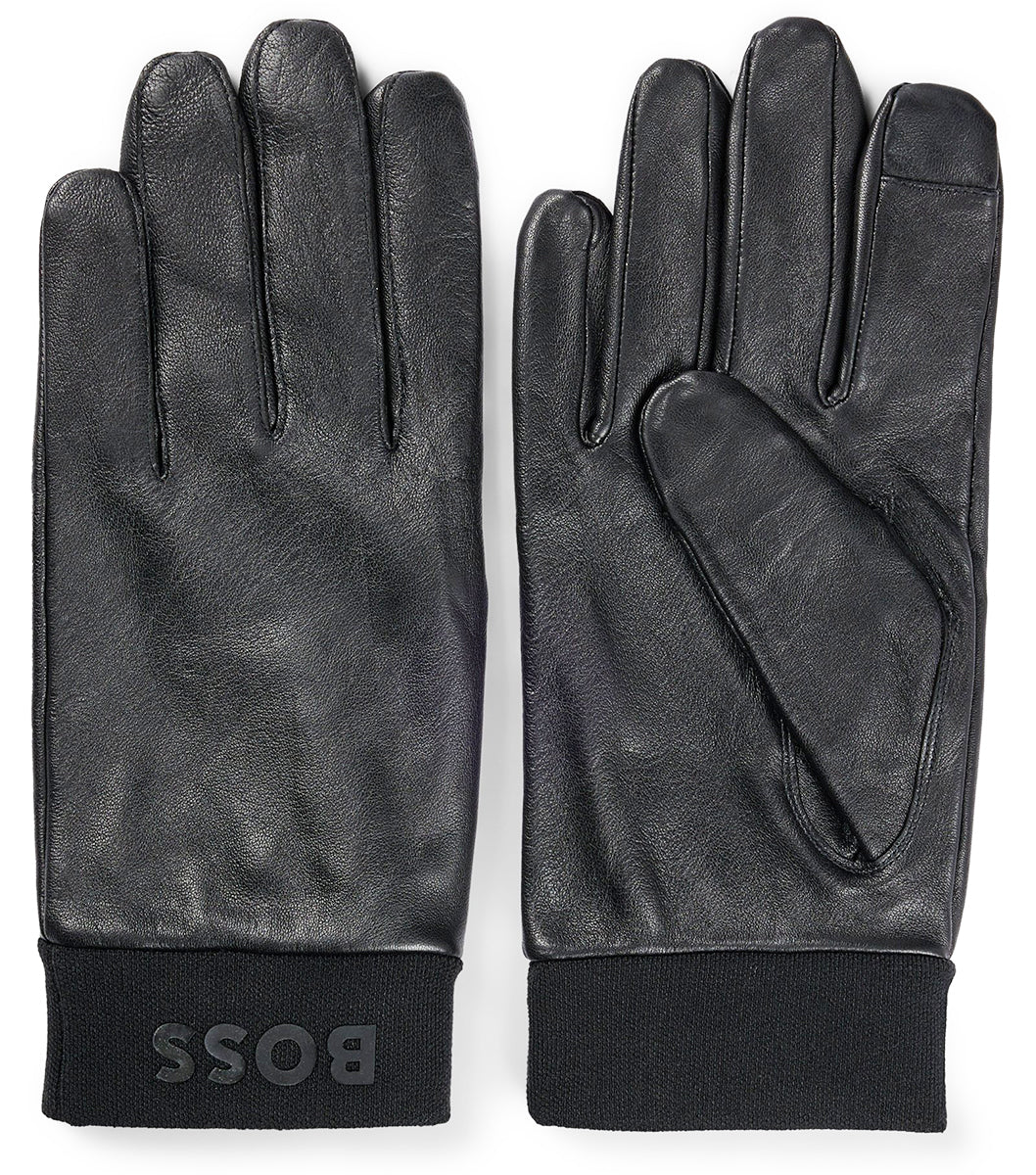 Men 4feetshoes – Hyden | Gloves Boss Hugo Touchscreen In Black Leather 1 Boss