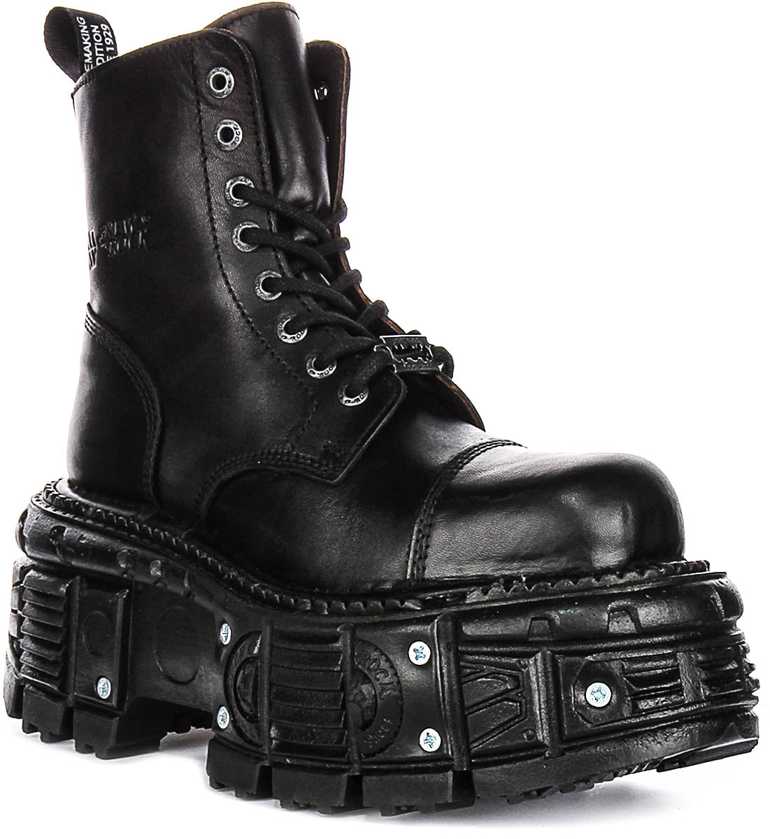 newrock 26.5〜27 Newrock 083 Tank In Black | Lace Up Thick Sole Boots – 4feetshoes
