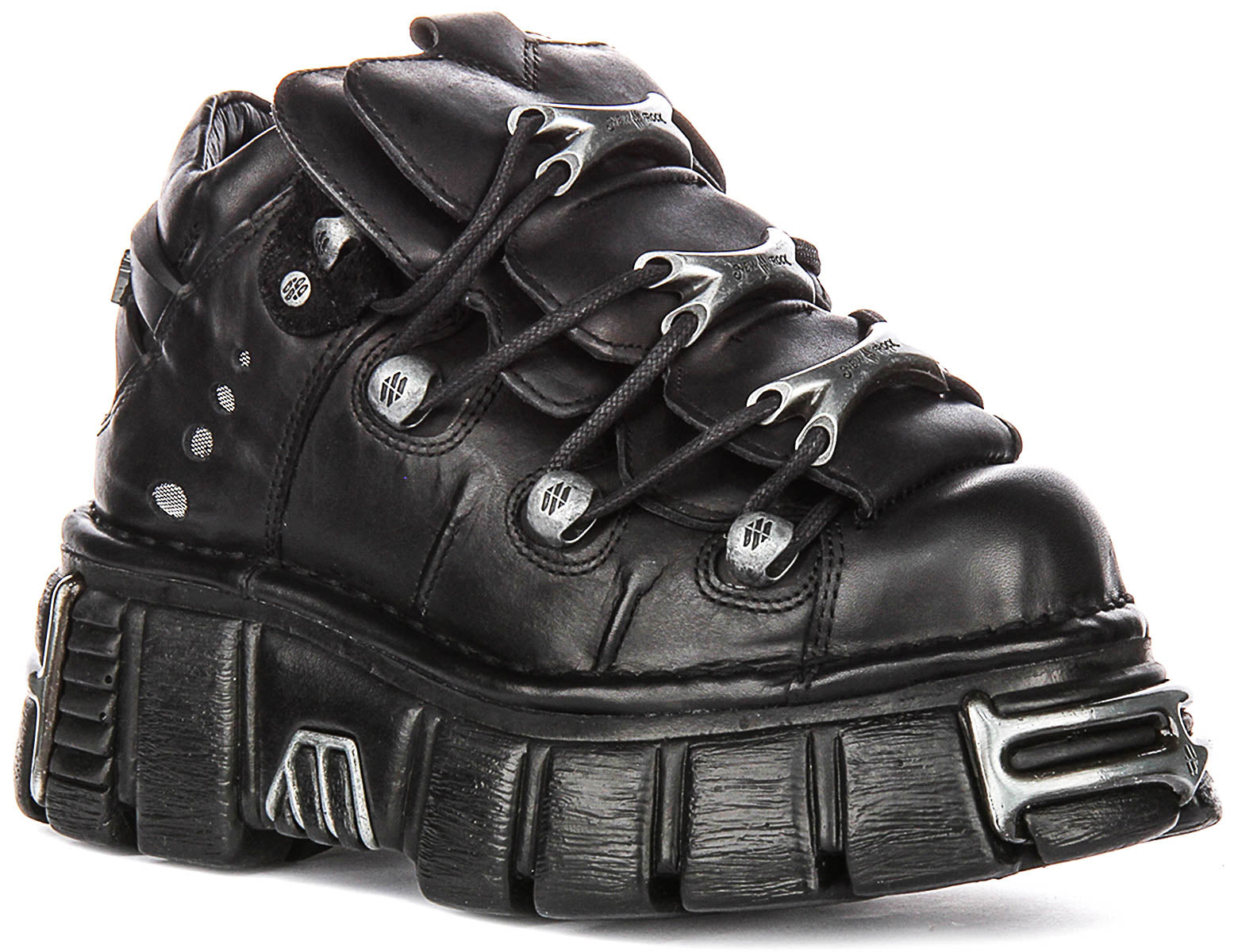 New Rock 106 Tower In Black | Lace up Platform Chunky Trainer Boots ...