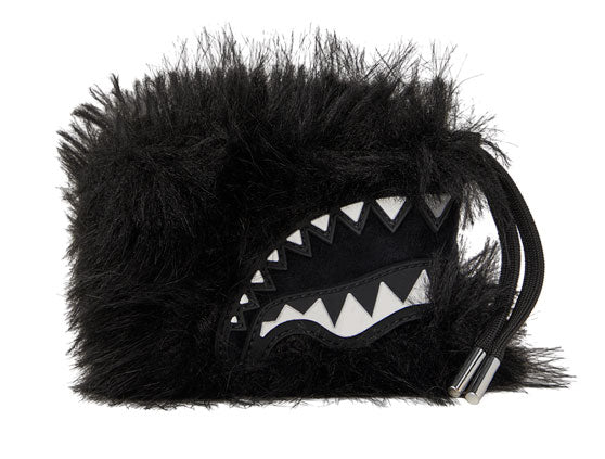 Sprayground Fur Cray Black Wallet Zip Around Note Holder