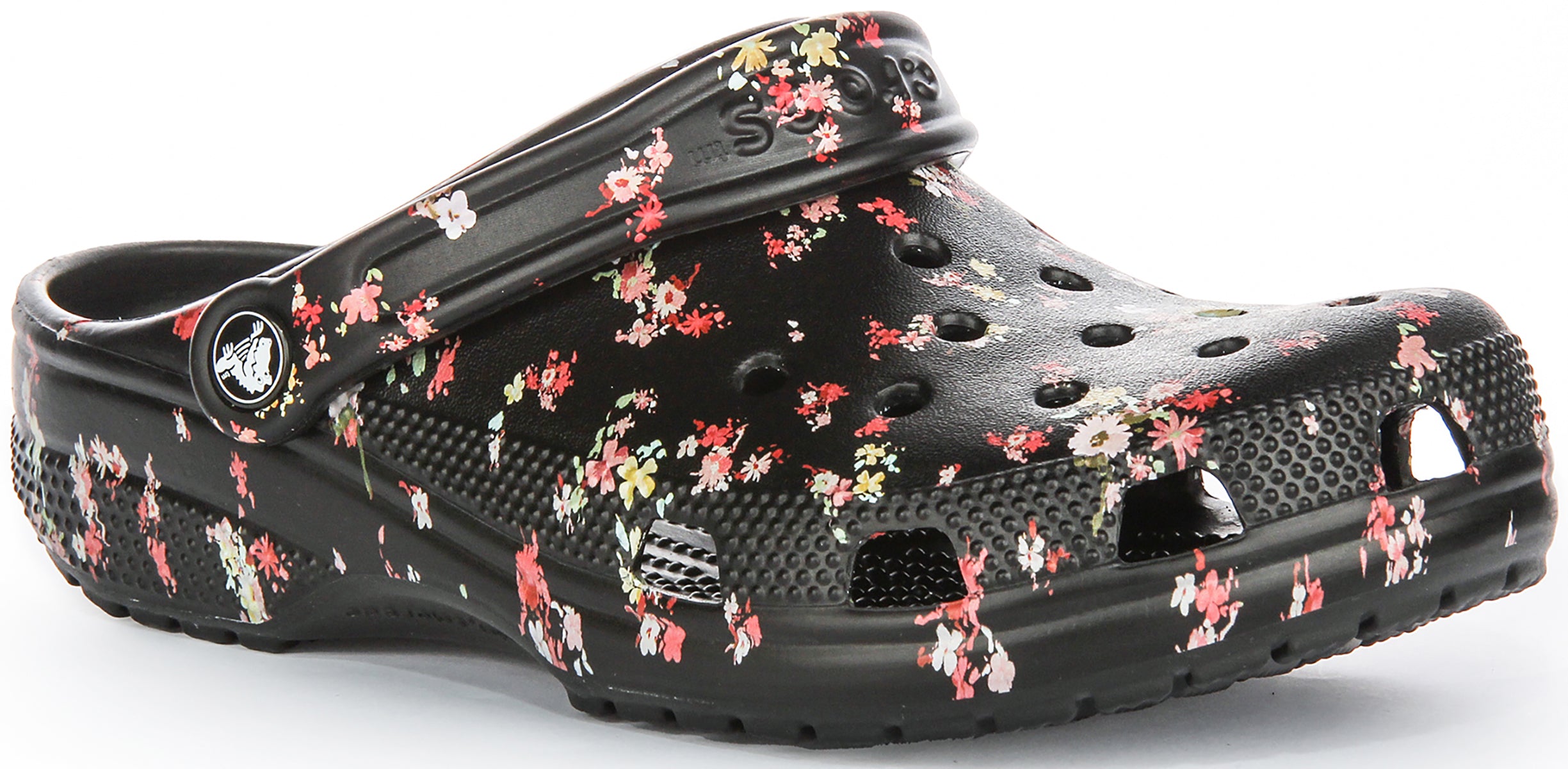 Crocs Classic Ditsy In Black Flower Floral Rubber Clogs – 4feetshoes