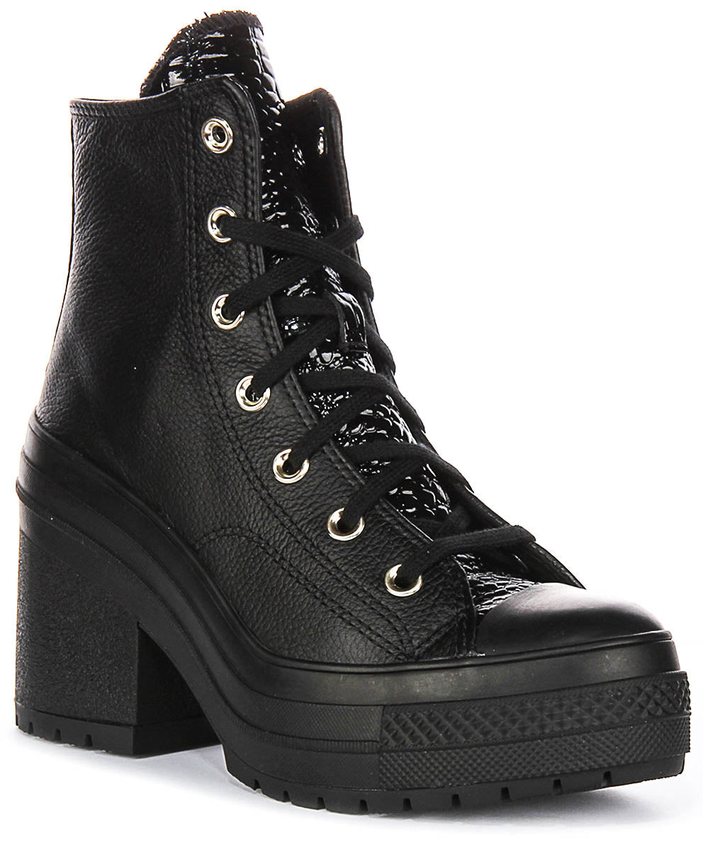 Converse A12346C Chuck 70 De Luxe Heeled Leather Boots Black Gold
