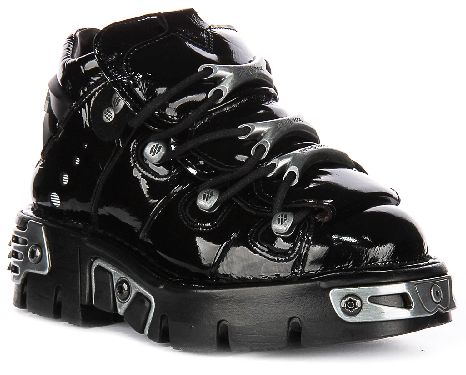 Newrock 106 Reactor In Black Patent | 90s Lace Up Platform