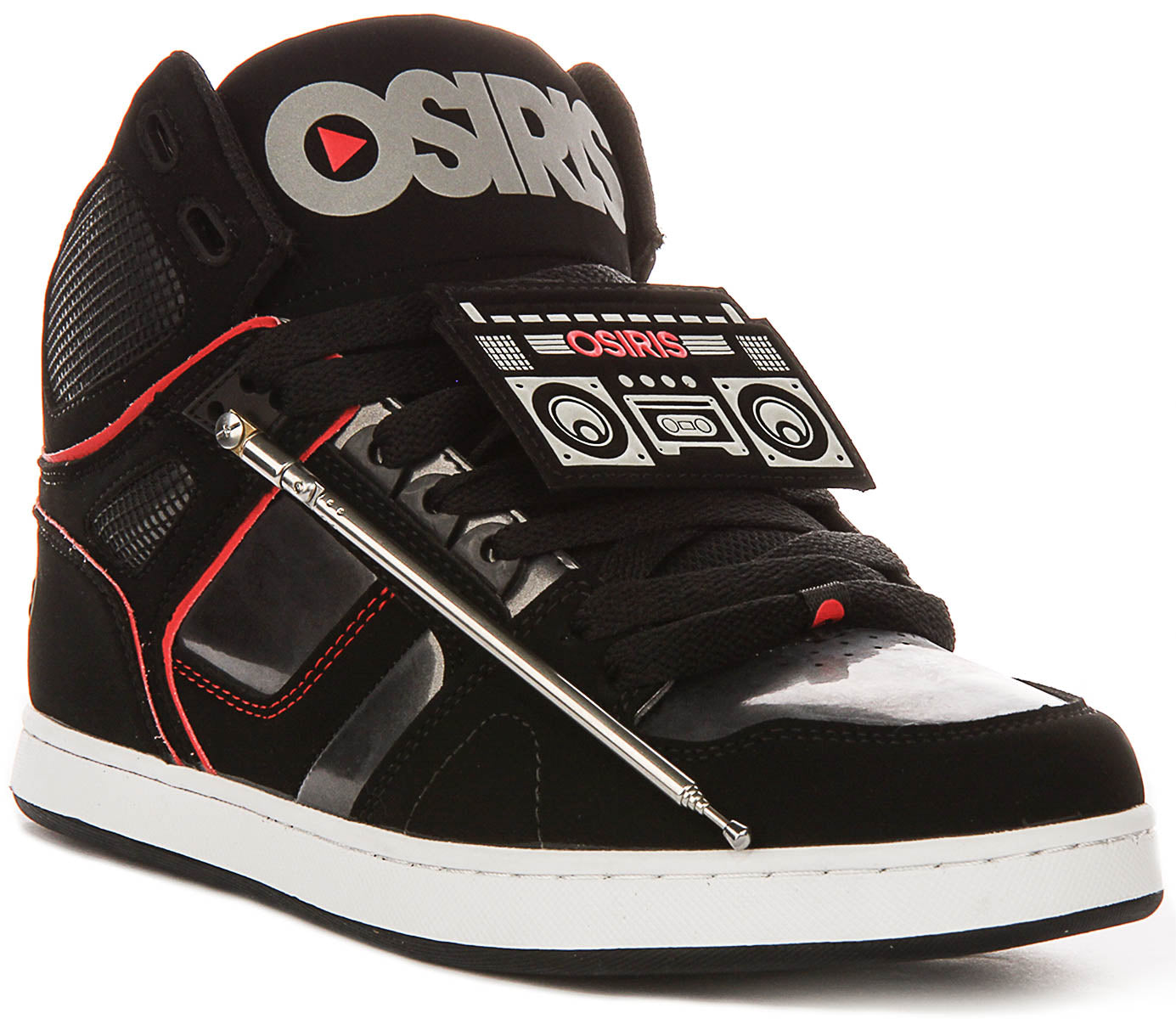 Osiris Nyc 83 Clk In Black Red For Men | Lace Up Skate Hi Top