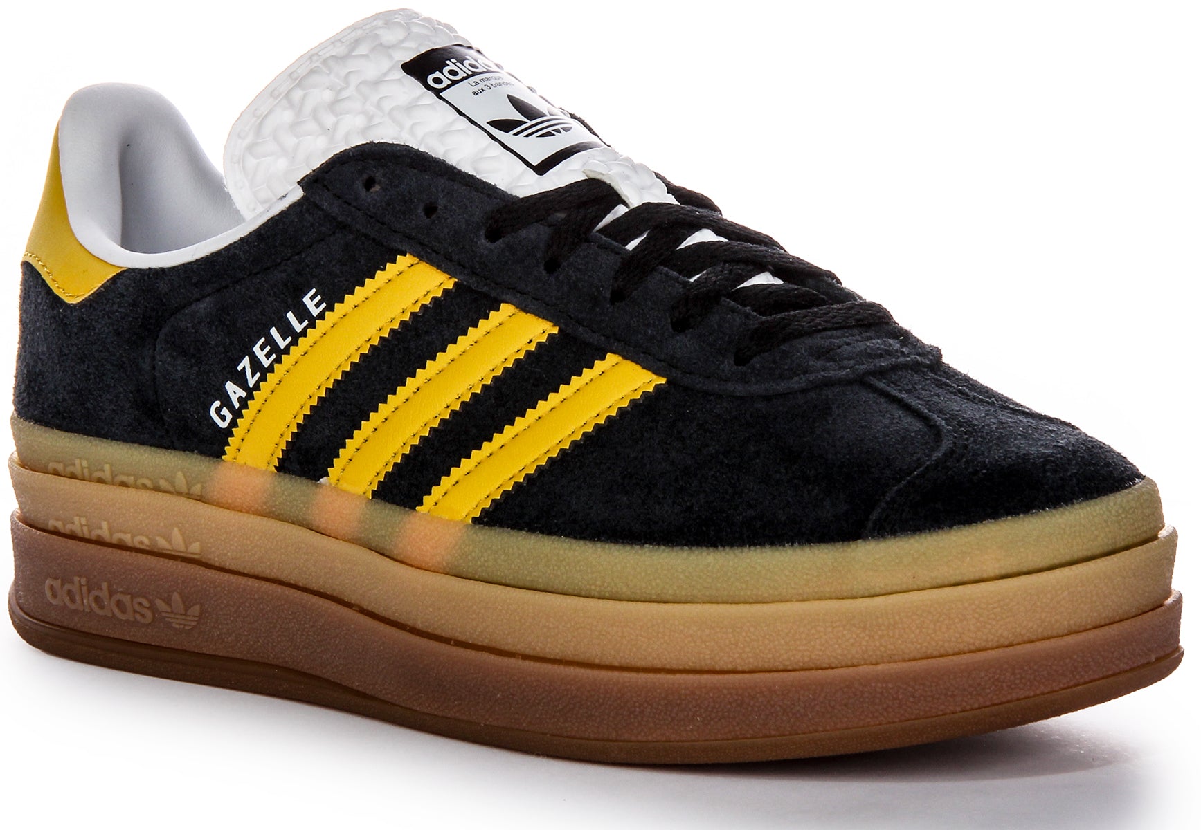 Adidas Gazelle Bold In Black Yellow For Women Platform Trainers