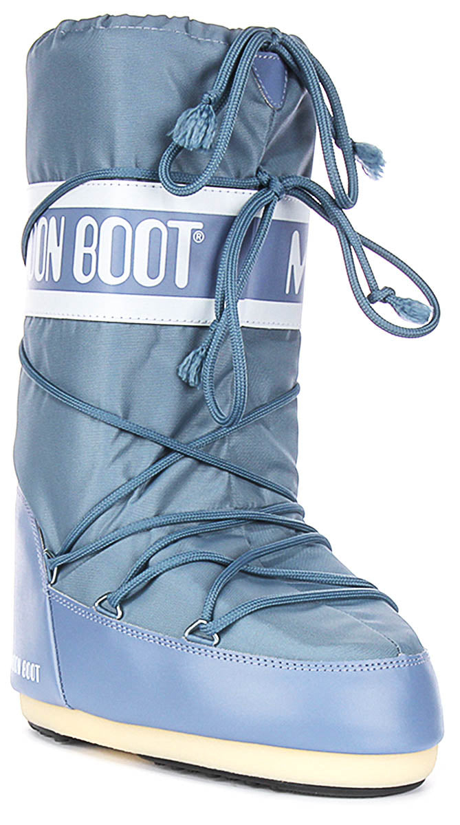 Moon Boot Light Blue Snow Boots ICON JUNIOR YETI WHITE FAUX-FUR