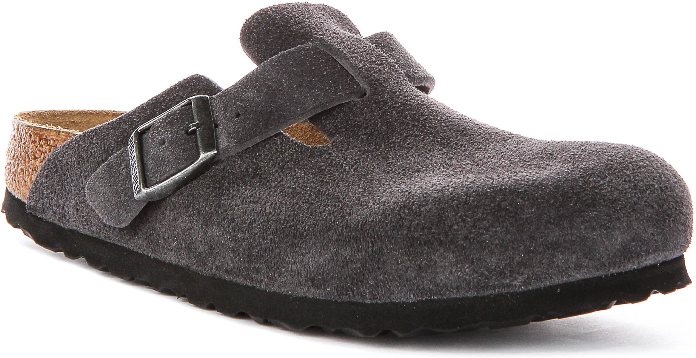 Birkenstock Boston Bs In Charcoal Suede | Narrow Fit Closed Toe