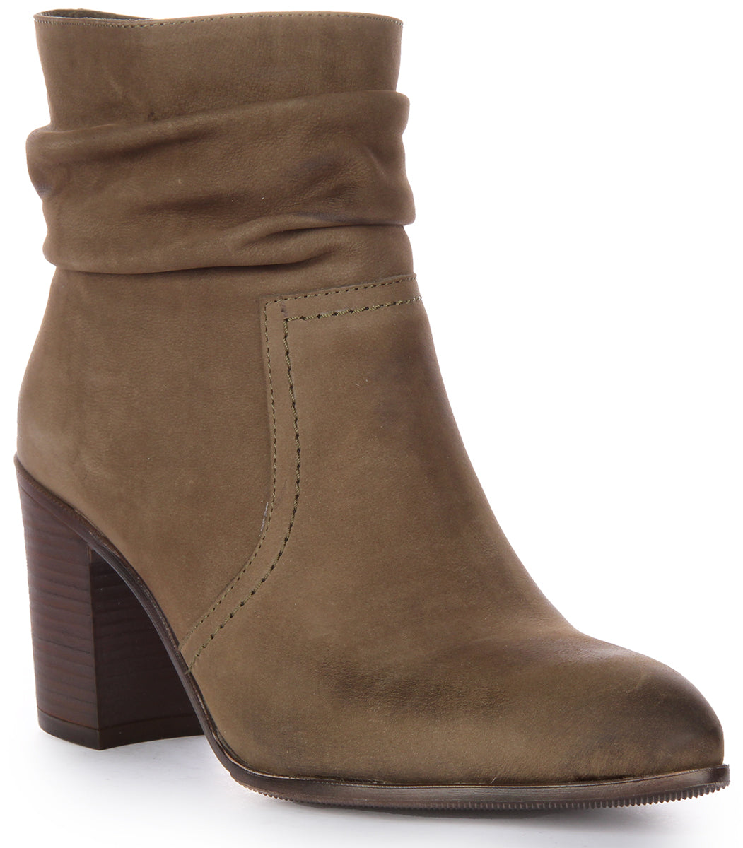 Olive green best sale heel boots