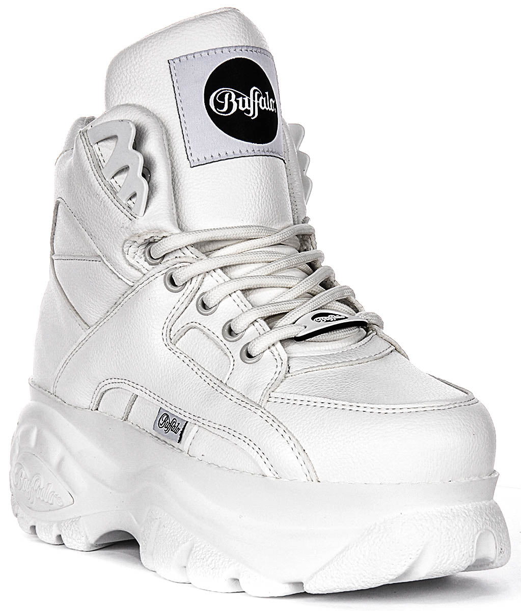 Buffalo 1340-14 White For Women Lace up Platform Boots