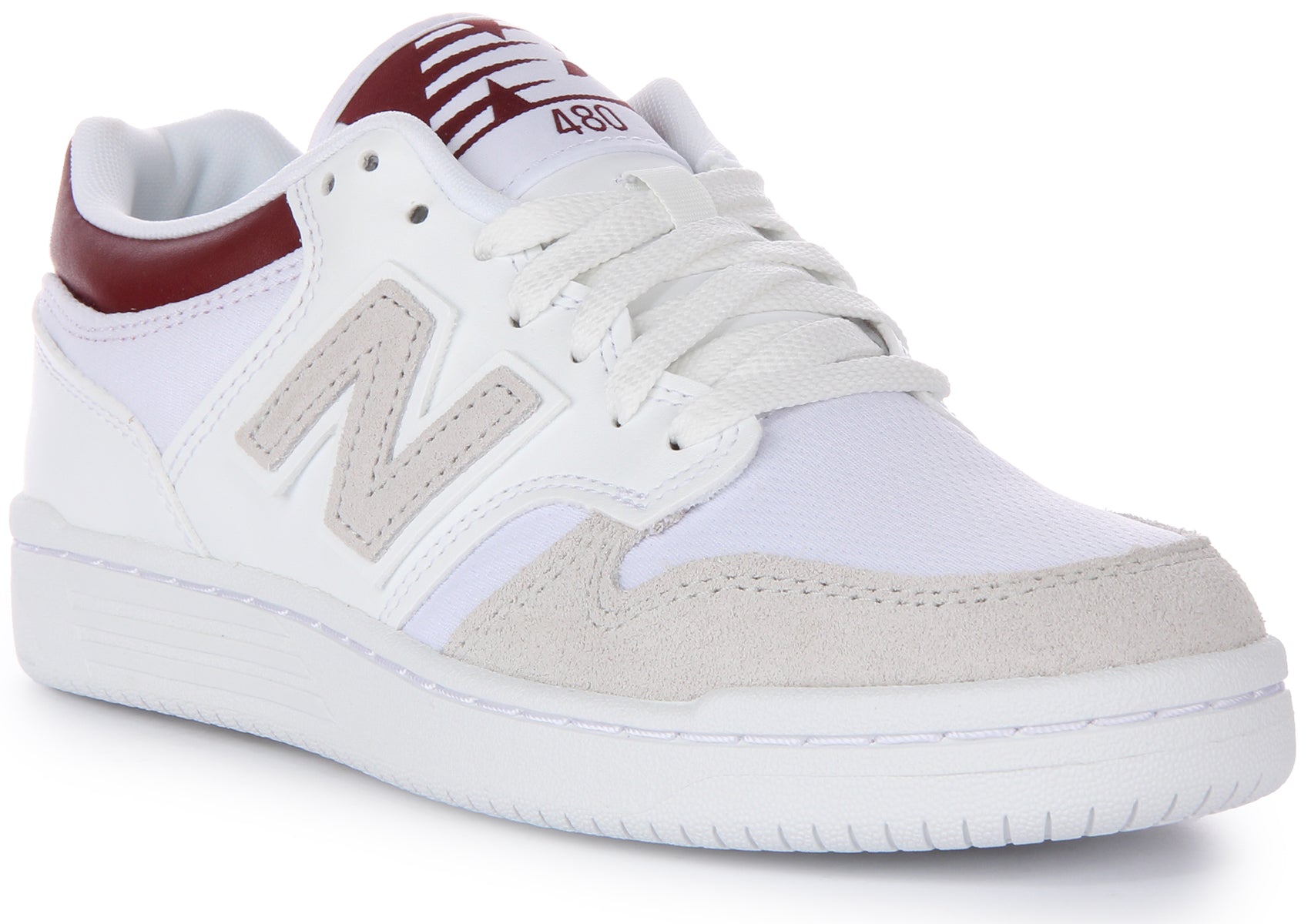 New Balance Bb480Lkb In White Red For Men 480 Classic Lace Up