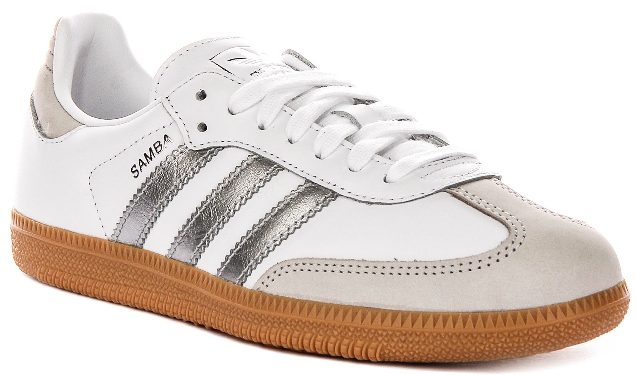 Adidas Samba OG In White Silver For Women | Lace Up Retro Trainers