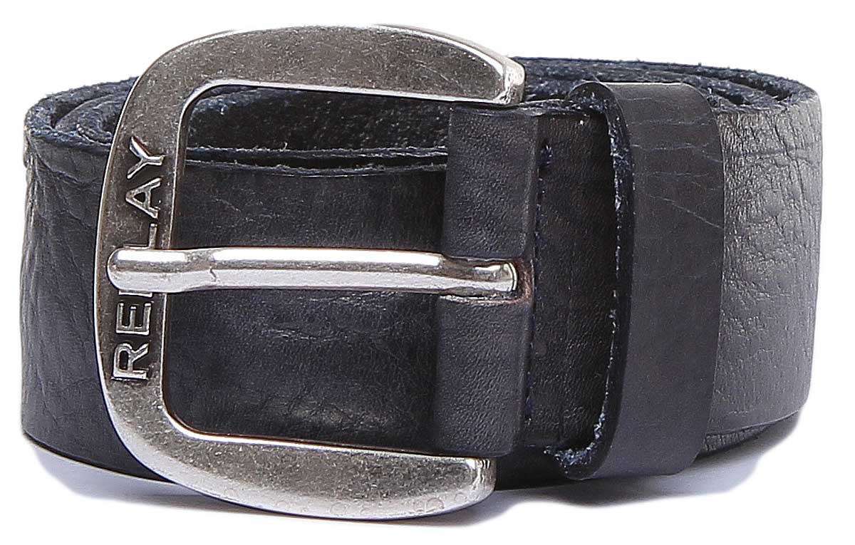 Replay Mens Leather Belt | – 4feetshoes Belt Real Leather In Thick Black