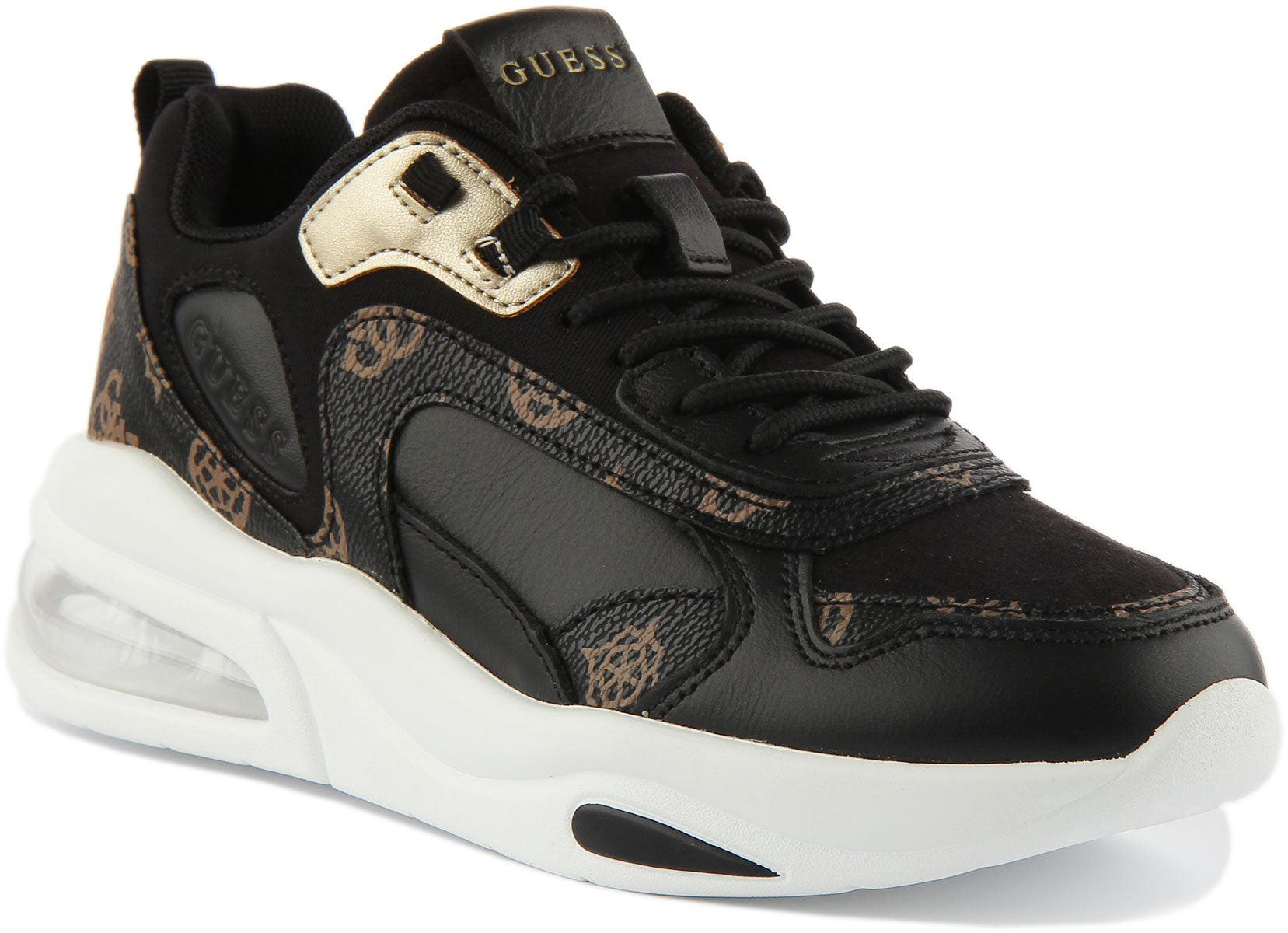 beviser folkeafstemning diskret Guess Fever 2 4G Trainers In Black | Guess Womens Air Bubble Shoes –  4feetshoes