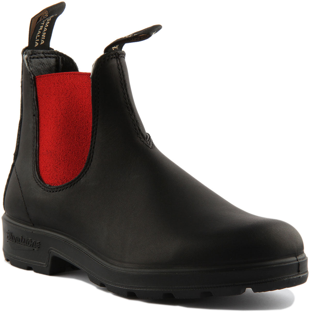 Blundstone 508 In Black Red Pull on Leather Work Boots