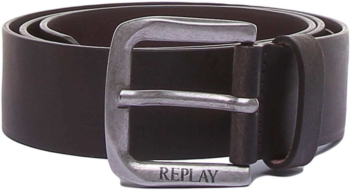Replay A3001E Dunkelbraune Gürtel aus Cr kle Crustleder für Männer –  4feetshoes