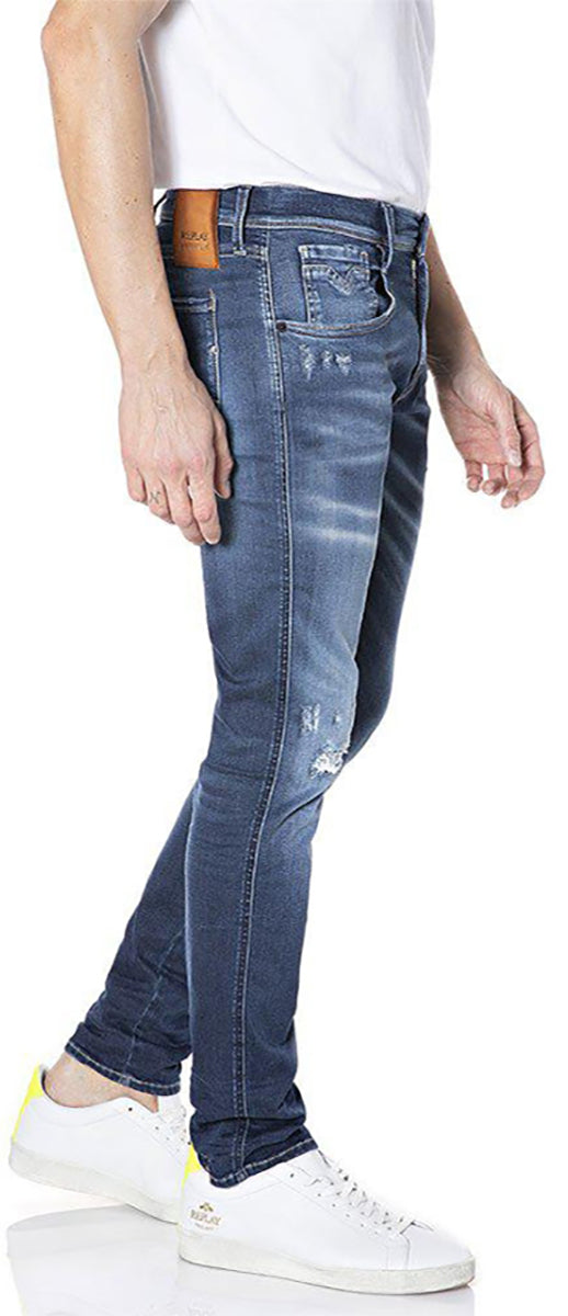 Replay Anbass Ripped Knee In Blue For Men