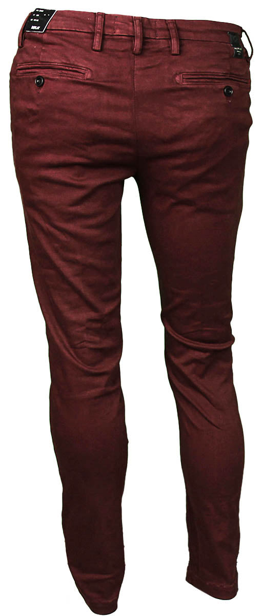 Replay Zeumar Hyperflex Dark Red Chinos For Men