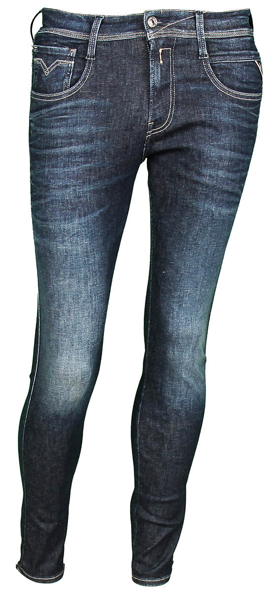 Replay Anbass Hyperflx Dark Blue Jeans For Men