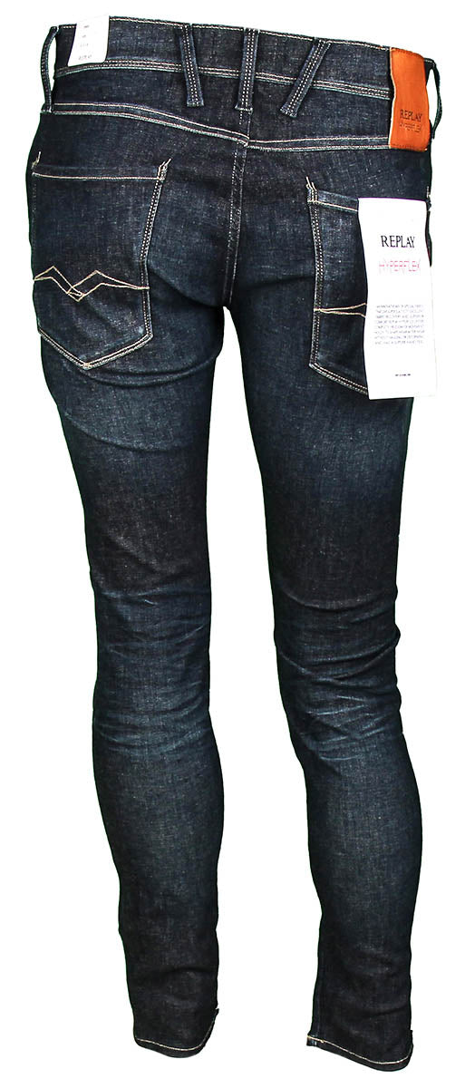 Replay Anbass Hyperflx Dark Blue Jeans For Men