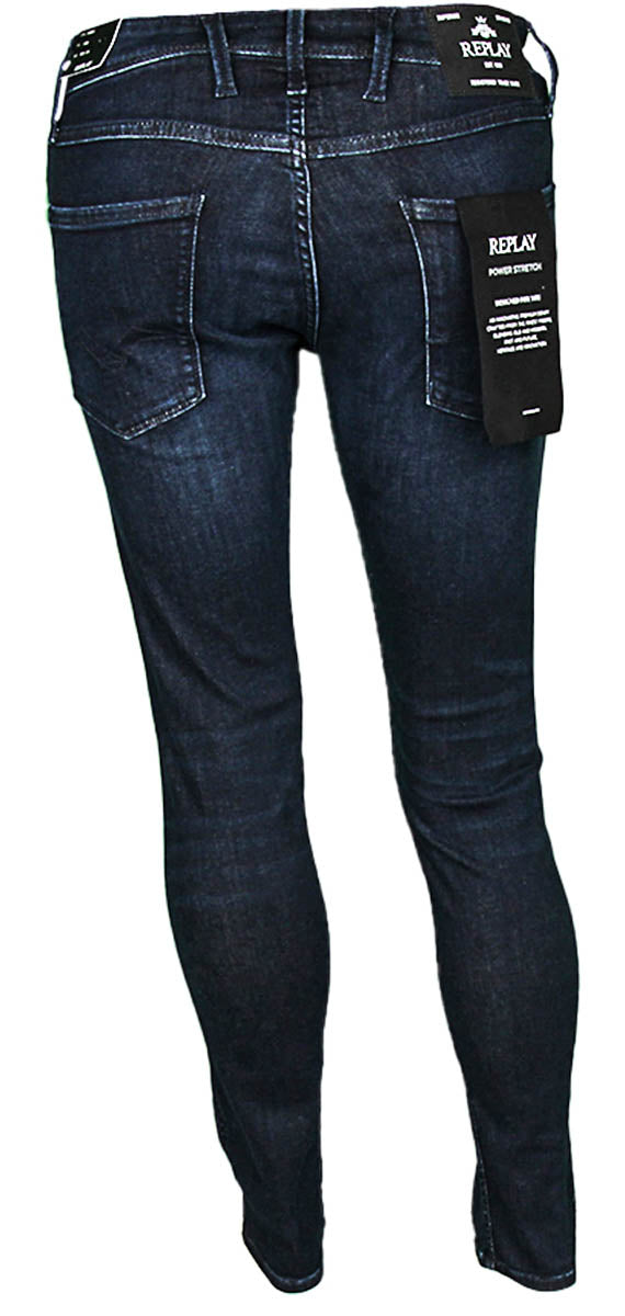 Replay Anbass Dark Indigo Power Stretch Slim Fit Jeans For Men