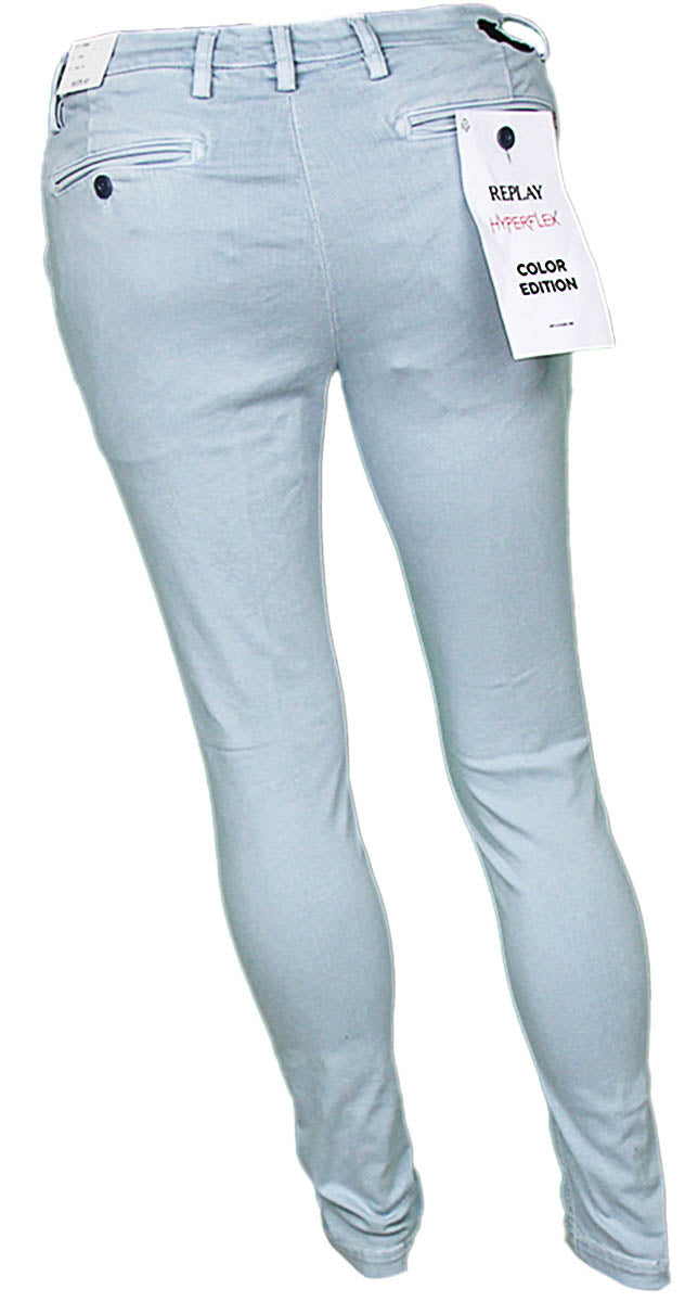 Replay Zeumar Slim Fit Hyperflx Chino in Blue For Men