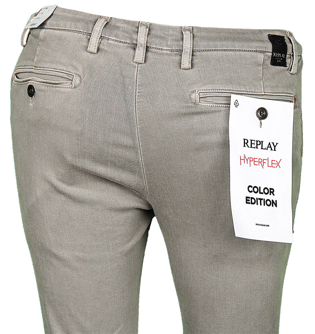 Replay Zeumar Light Grey Hyperflx Chino For Men