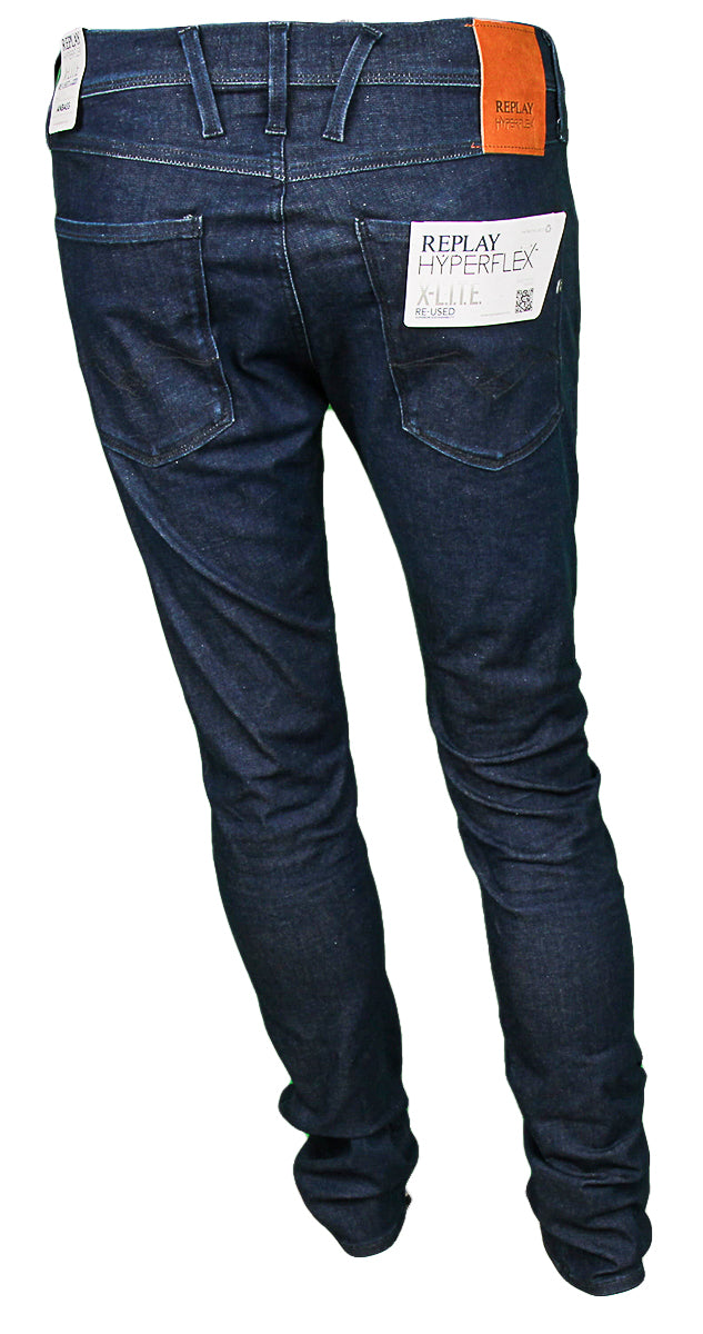 Replay Anbass In Ocean Blue Wash Jeans For Men