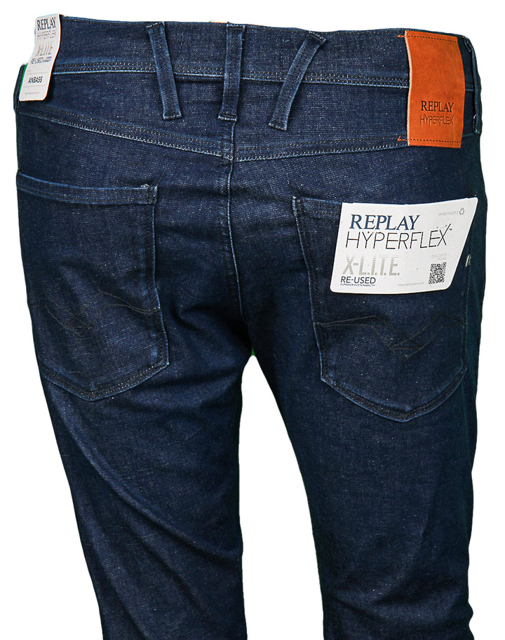 Replay Anbass In Ocean Blue Wash Jeans For Men