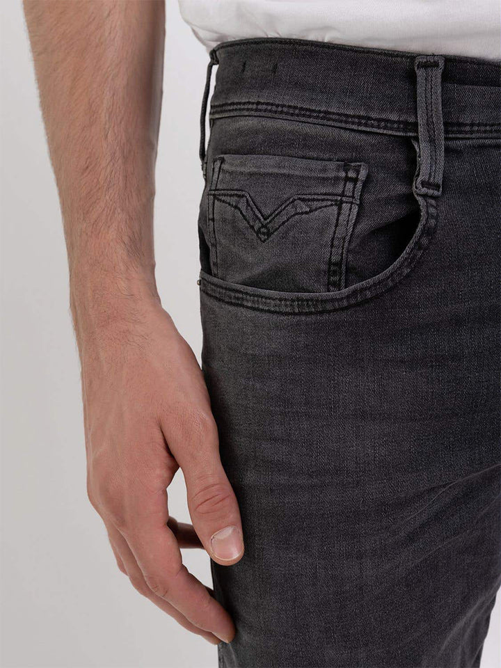 Replay Anbass 34L Denim extensible écologique réutilisé Hyperflex 10.5oz pour hommes en charbon