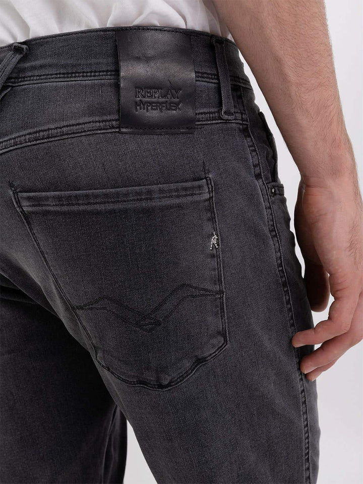 Replay Anbass 34L Denim extensible écologique réutilisé Hyperflex 10.5oz pour hommes en charbon