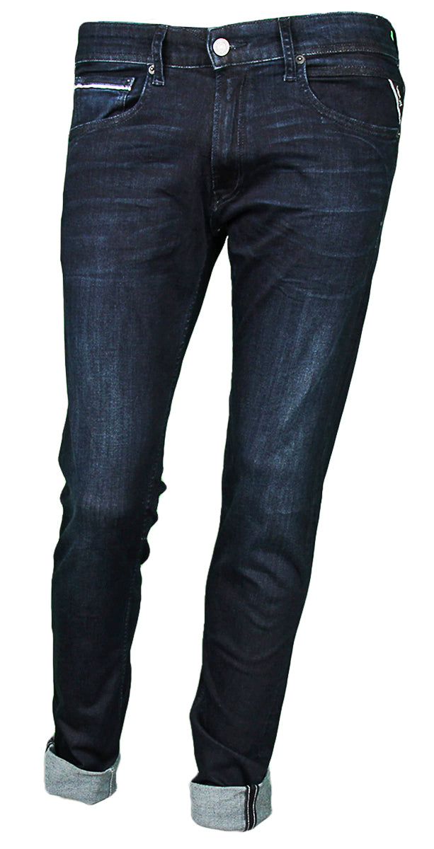 Replay Grover Hyperflex Straight Jeans In Dark Blue For Men