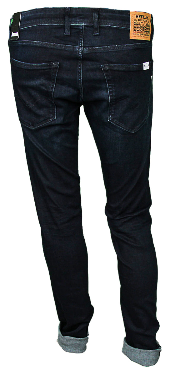 Replay Grover Hyperflex Straight Jeans In Dark Blue For Men