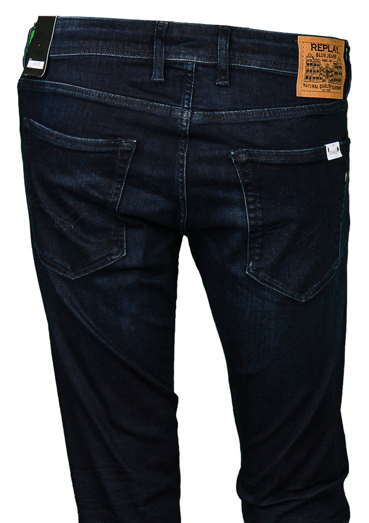 Replay Grover Hyperflex Straight Jeans In Dark Blue For Men