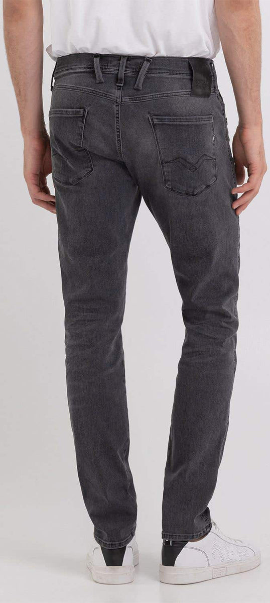 Replay Anbass 34L Denim Hyperflex 10,5 oz riutilizzato eco stretch da uomo in carbone