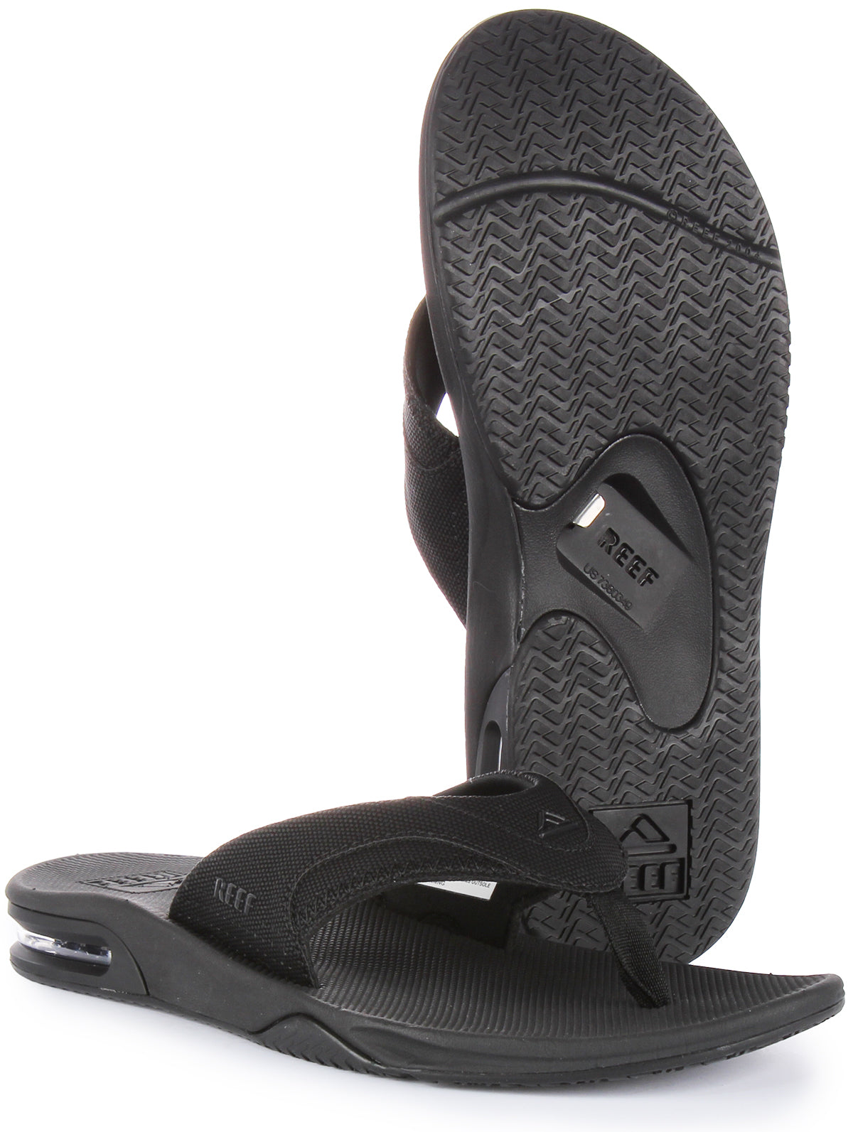 Reef Fanning Bottle Opener In All Black For Men Post Strap Flip