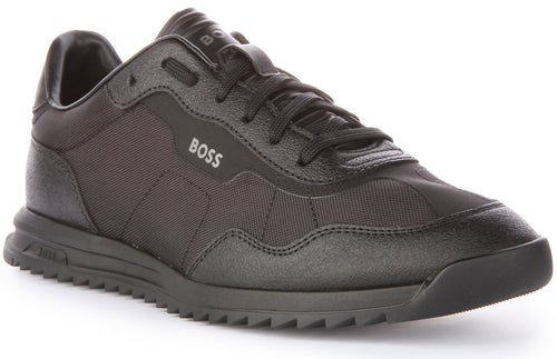 Boss Zayn Lowp ITSD Zapatillas con cordones de material mixto para hombre en todo negro