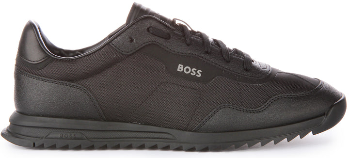 Boss Zayn Lowp ITSD Baskets à lacets en matériaux mixtes pour hommes en tout noir