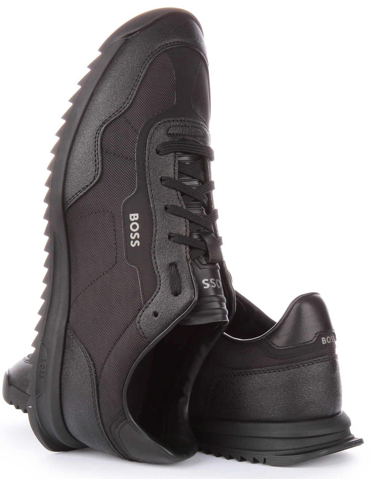 Boss Zayn Low Profile All Black For Men | Lace Up Smart Suede Shoe