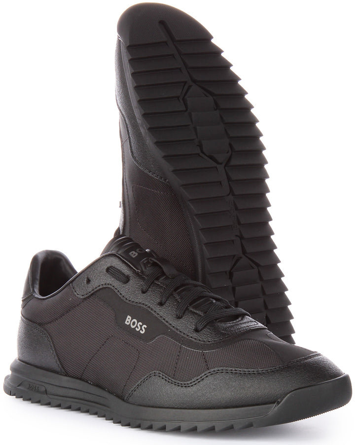 Boss Zayn Lowp ITSD Zapatillas con cordones de material mixto para hombre en todo negro