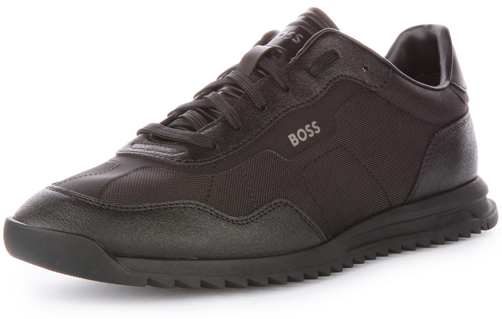 Boss Zayn Lowp ITSD Zapatillas con cordones de material mixto para hombre en todo negro