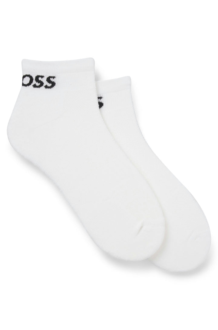 Boss Dos pares de calcetines de algodón hasta el tobillo para hombre en blanco