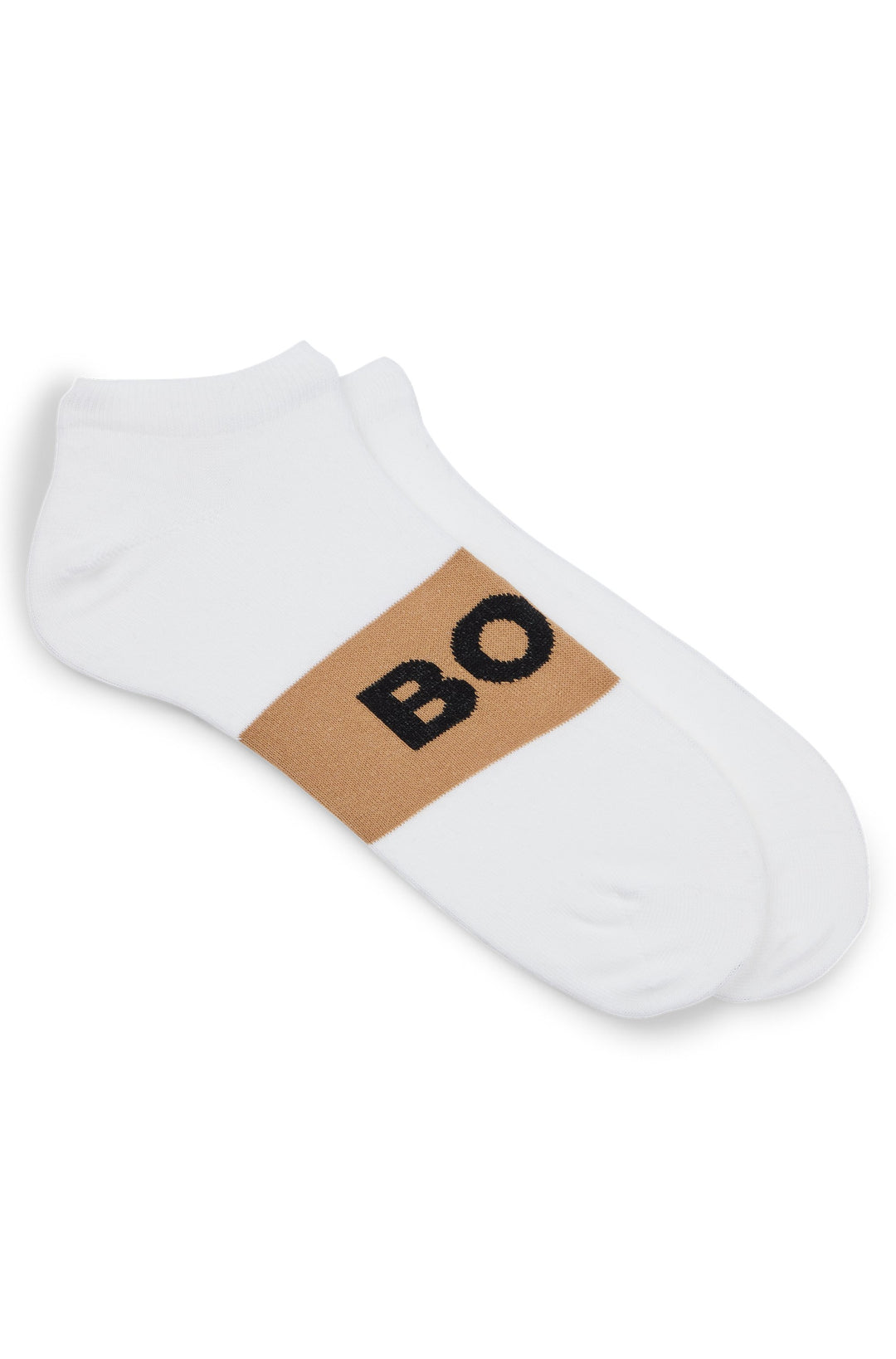 Boss 2 Pair Logo Socks In White Brown For Men
