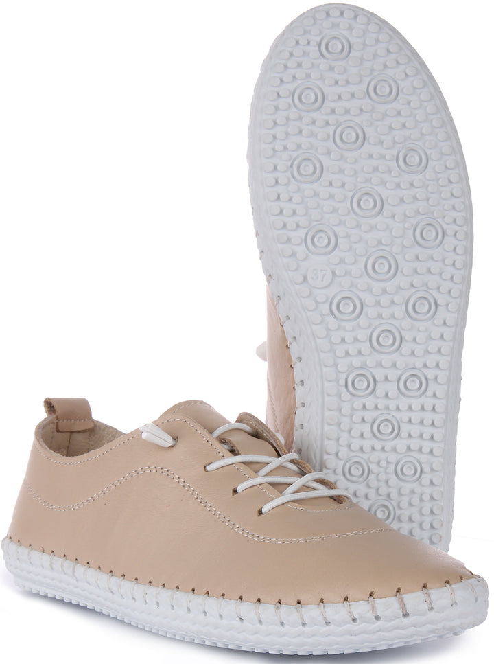 JUSTINREESS Lexi Zapatos de trabajo de piel para mujer en beige