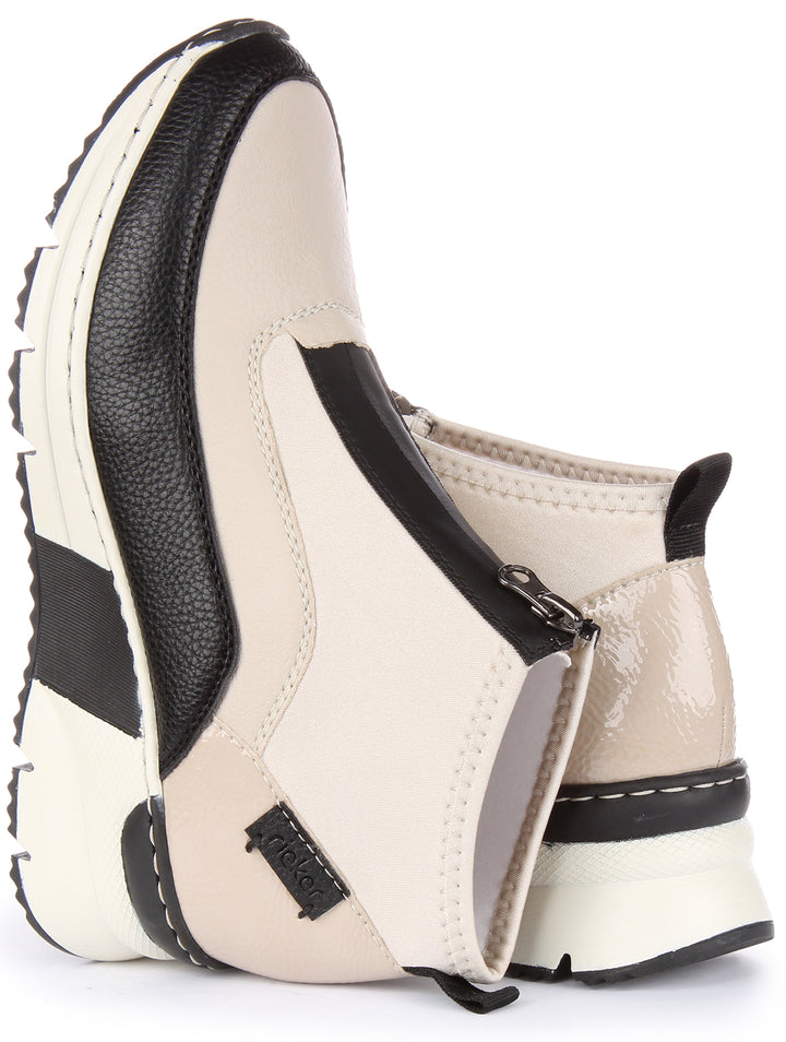 Rieker N6352-60 In Beige Zip Up Boots For Women