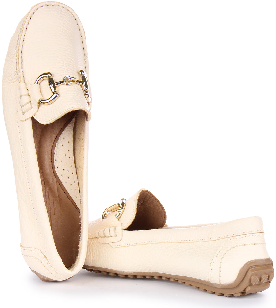 JUST REESS Camilla Frauen Weiche Leder Schlupf Auf Loafer Schuhe Beige