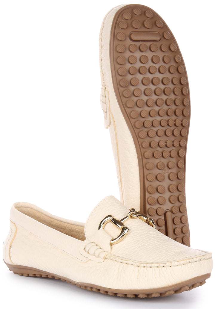 JUSTINREESS Camilla Scarpe in pelle morbida antiscivolo da donna in beige