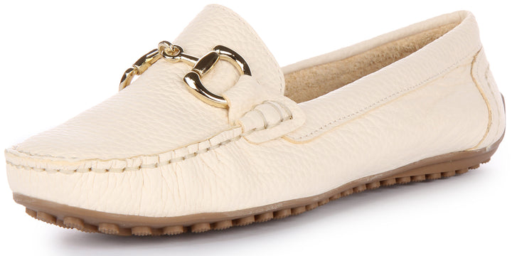 JUSTINREESS Camilla Mocasines de piel suave para mujer en beige