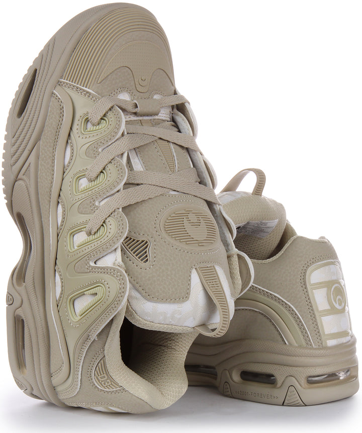 Osiris D3 2001 Scarpe da ginnastica skate con suola spessa da uomo in beige