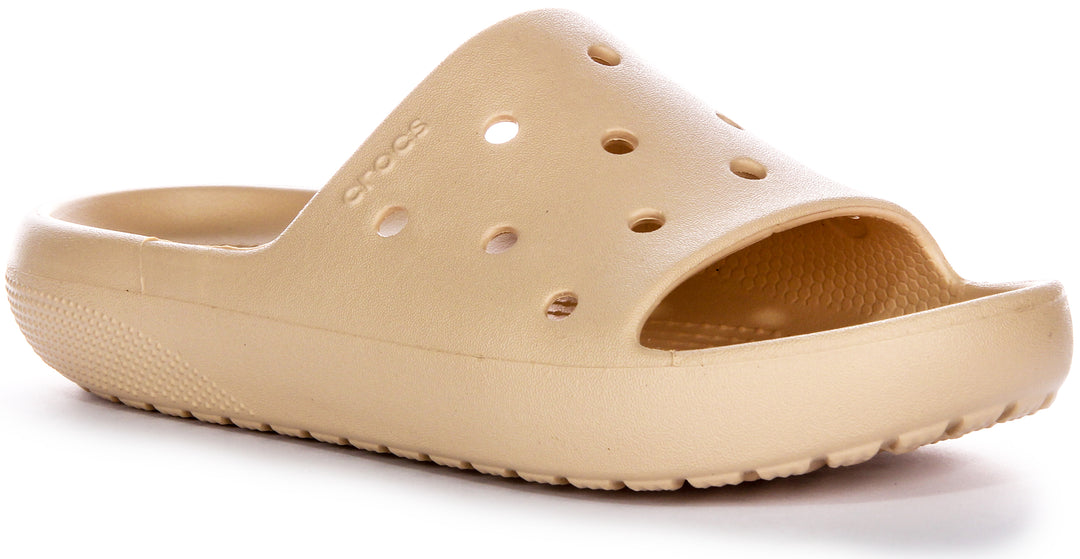 Sandales en caoutchouc profond Crocs Classic Slide 2 Bold Shitake Fit Feel en beige